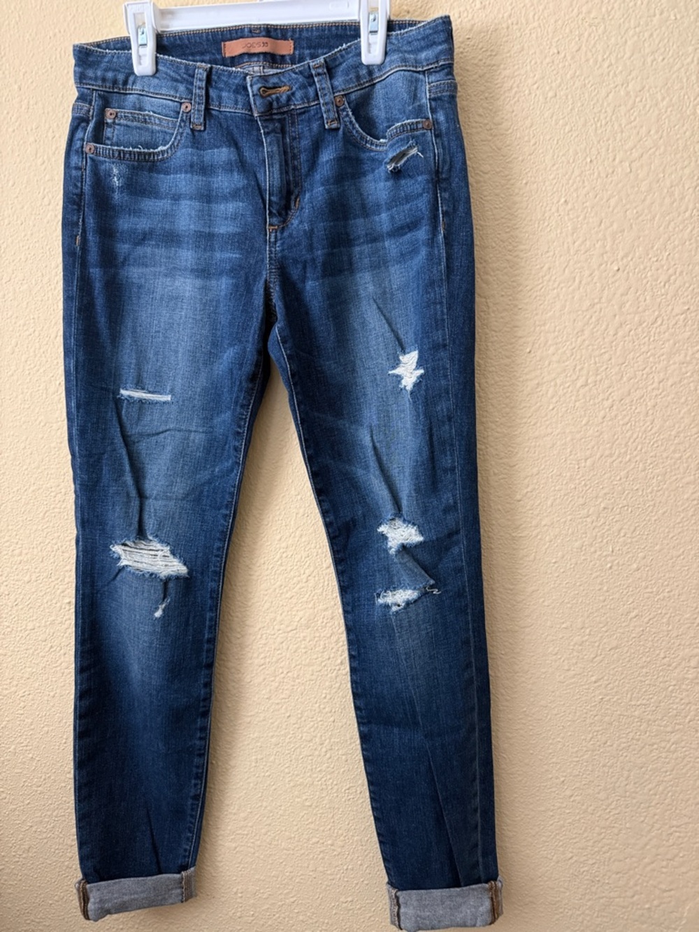 Joe's Jeans Distressed Dark Blue Boyfriend Jeans